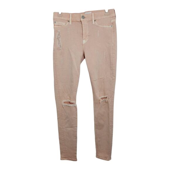 Hudson Women's Size 28 Jeans Nico Light Pink Super Skinny Distressed Midrise - Picture 1 of 11